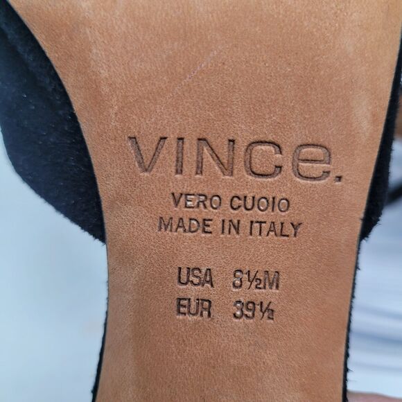 VINCE, D'Orsay Womens Suede Leather High Heels Pointed Toe Italian Black Sz 8.5M - Picture 6 of 7